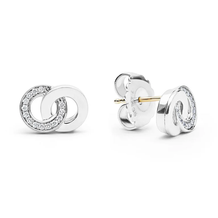 Silver Interlocking Diamond Stud Earring
