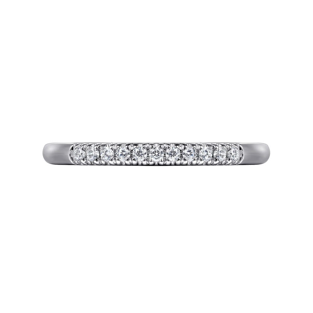 14K White Gold 11 Stone French Pave Diamond Wedding Band