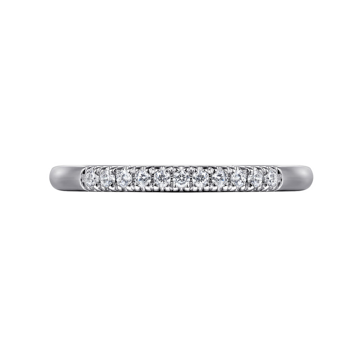 14K White Gold 11 Stone French Pave Diamond Wedding Band
