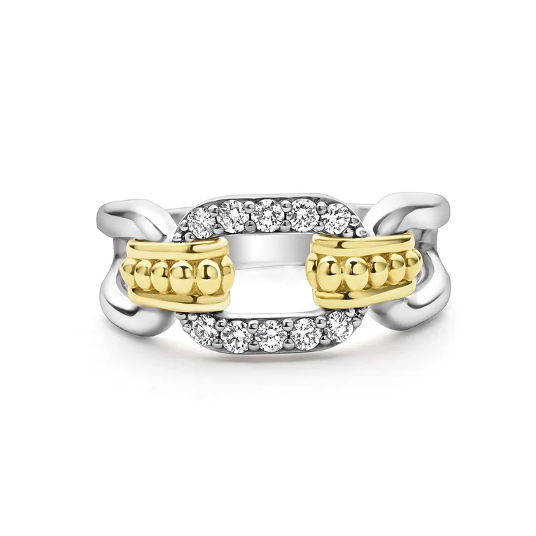 Two-Tone Link Diamond Ring