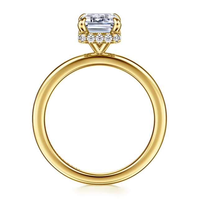 14K Yellow Gold Emerald Diamond Engagement Ring