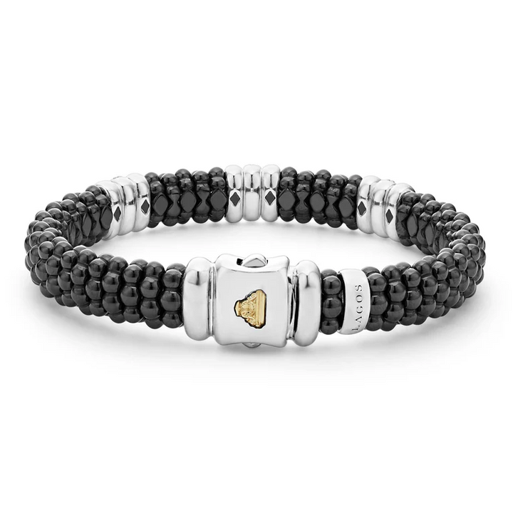 Black Three Station Ceramic Diamond Bracelet