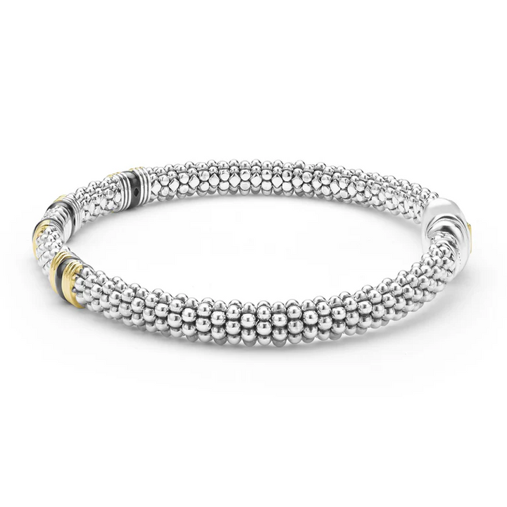 Two-Tone Black Ceramic Station Diamond Bracelet