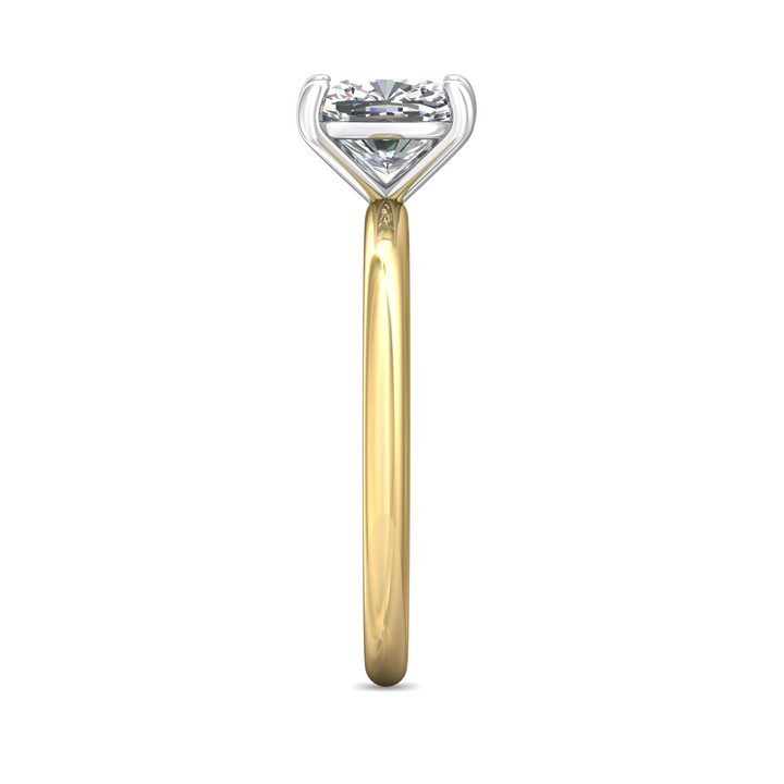 Two-Tone Cushion Cut Solitaire Engagement Ring