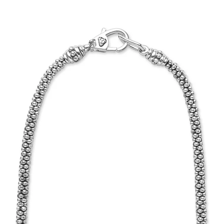 Silver Interlocking Diamond Caviar Pendant Necklace
