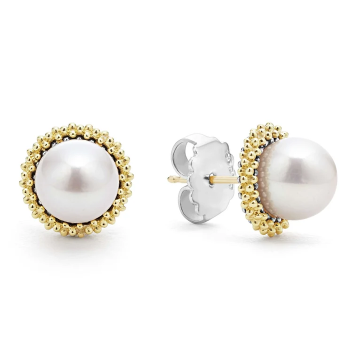 18K Gold Caviar Pearl Stud Earrings