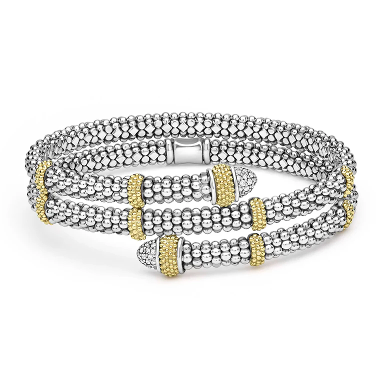 Two-Tone Caviar Diamond Versa Wrap Bracelet