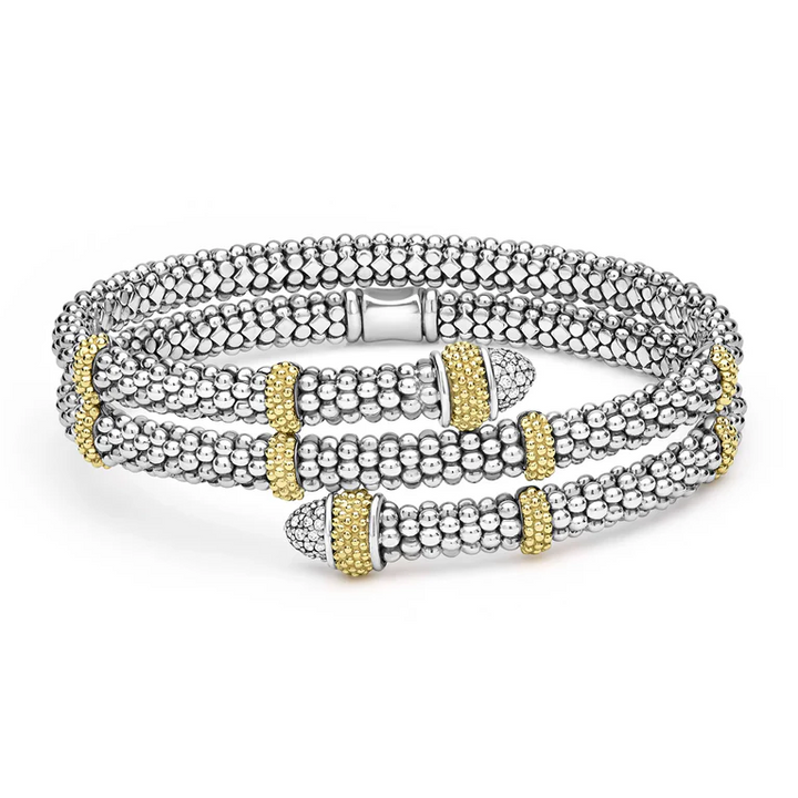 Two-Tone Caviar Diamond Versa Wrap Bracelet