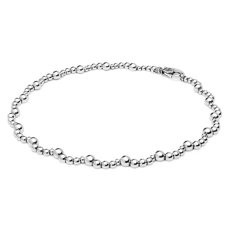 Sterling Silver Beaded Scalloped Necklace