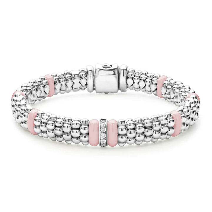 Single Station Pink Ceramic Diamond Bracelet