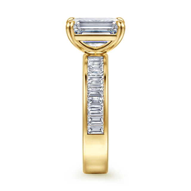 14K Yellow Gold Emerald Cut Diamond Engagement Ring