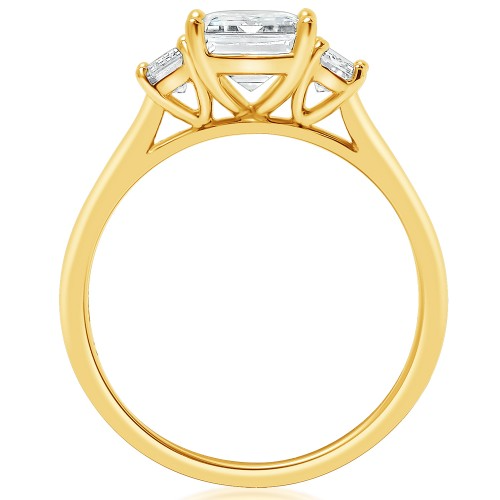 Three Stone Cathedral Set Engagement Ring