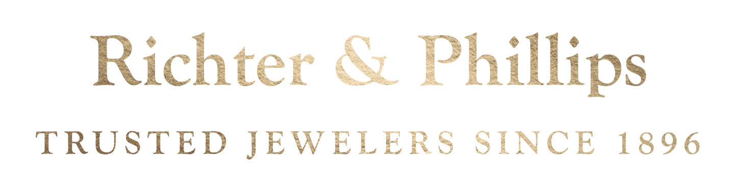 richter and phillips logo with gold text lettering that says richter and phillips trusted jewelers since 1896