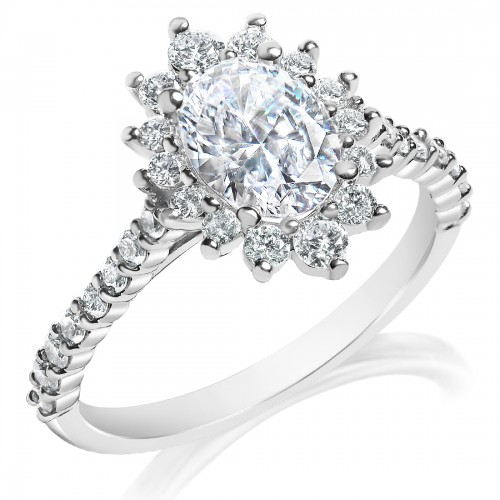 Diamond Floral Halo Engagement Ring