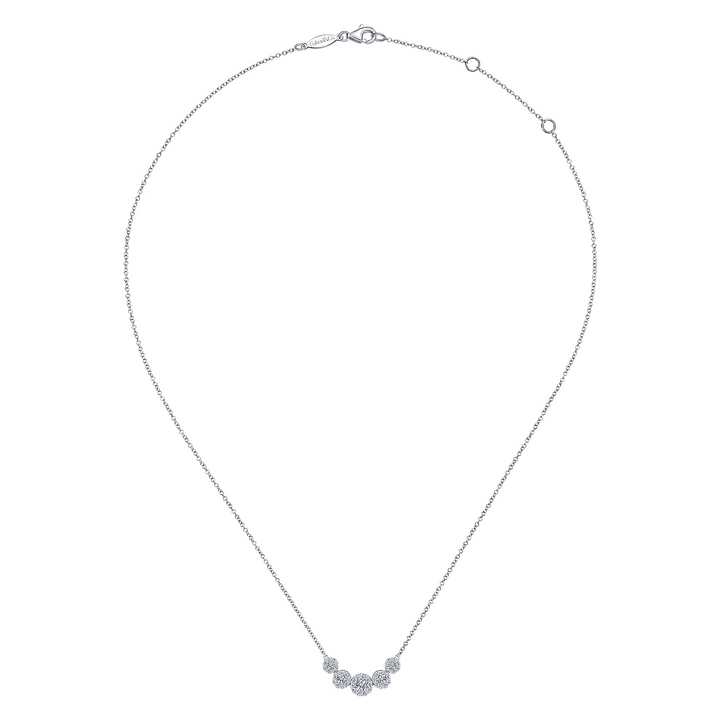 Round Diamond Halo Bar Necklace