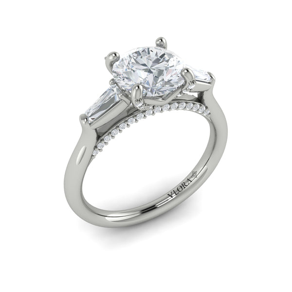 Round Three-Stone Engagement Ring