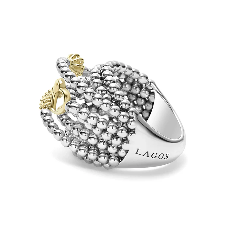 Two-Tone Caviar Statement Ring
