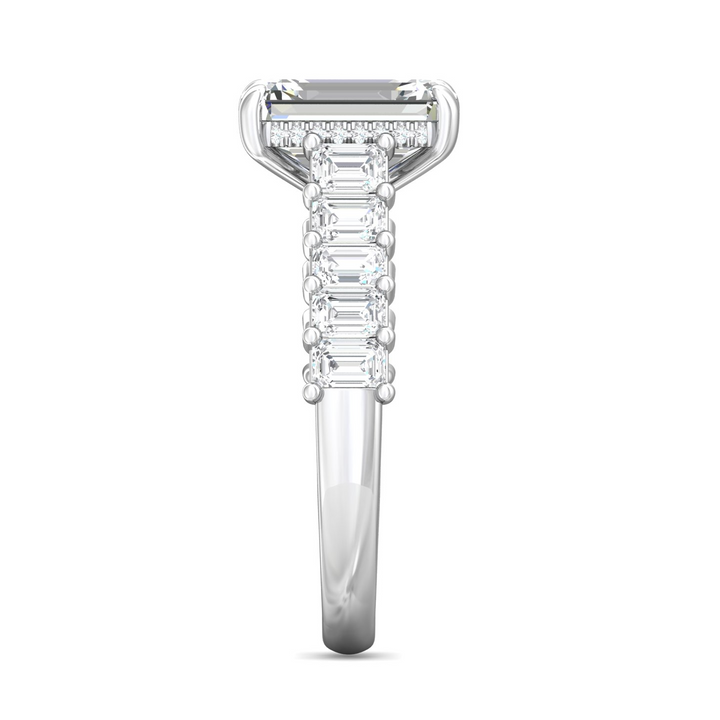 Platinum Emerald Cut Diamond Engagement Ring