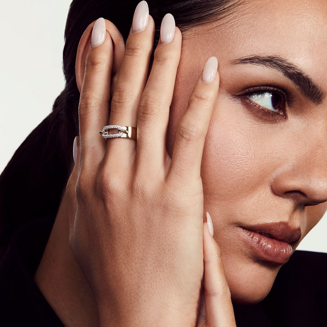 Two Tone Luxe Link Pavé Ring