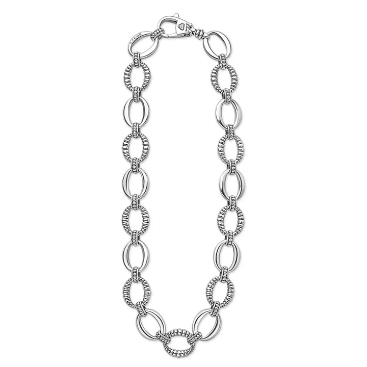 Sterling Silver Oval Fluted Link Necklace