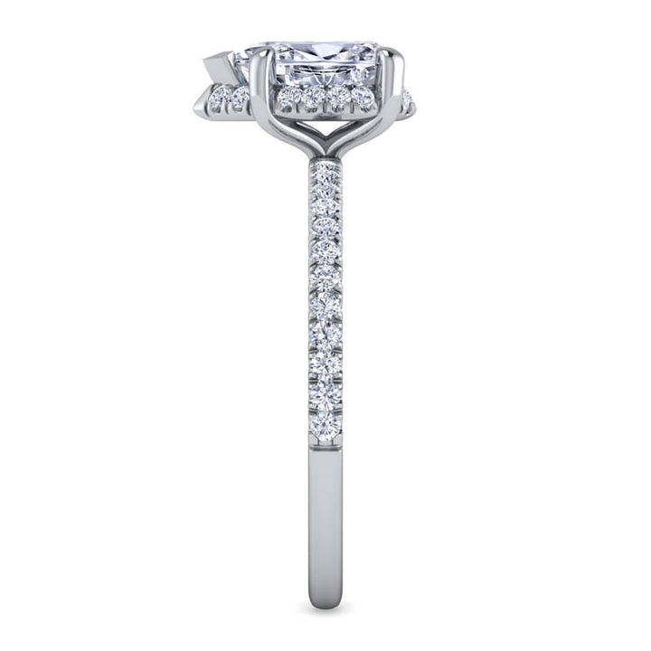 Pear Diamond Hidden Halo Engagement Ring