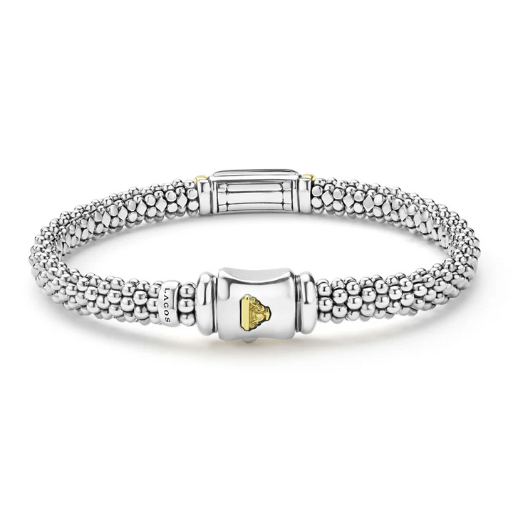 Two-Tone Black Ceramic Diamond Caviar Bracelet