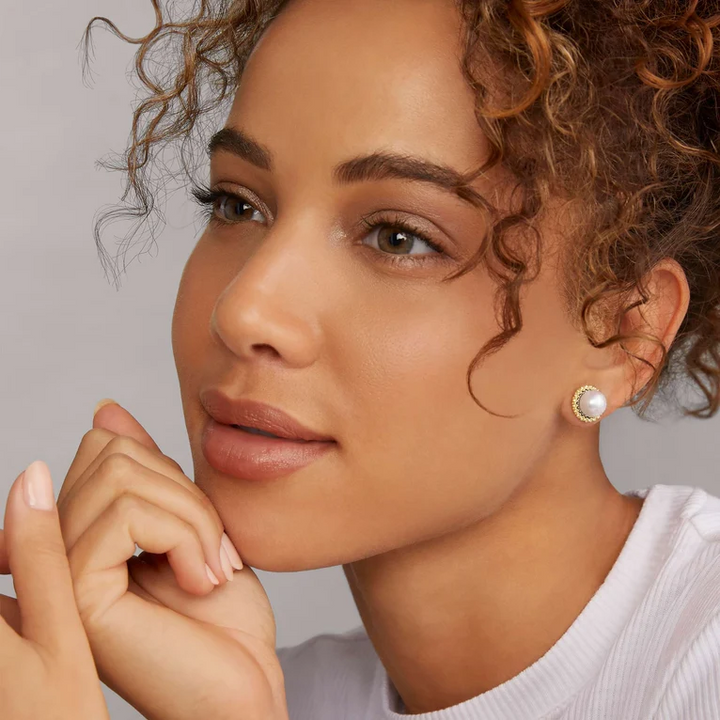 18K Gold Caviar Pearl Stud Earrings