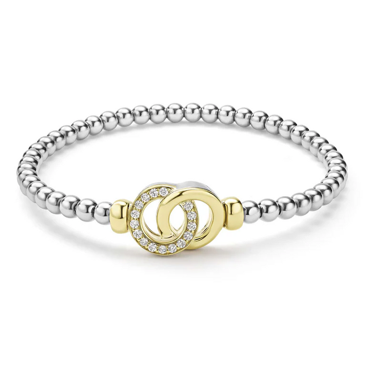 Two-Tone Interlocking Diamond Stretch Bracelet