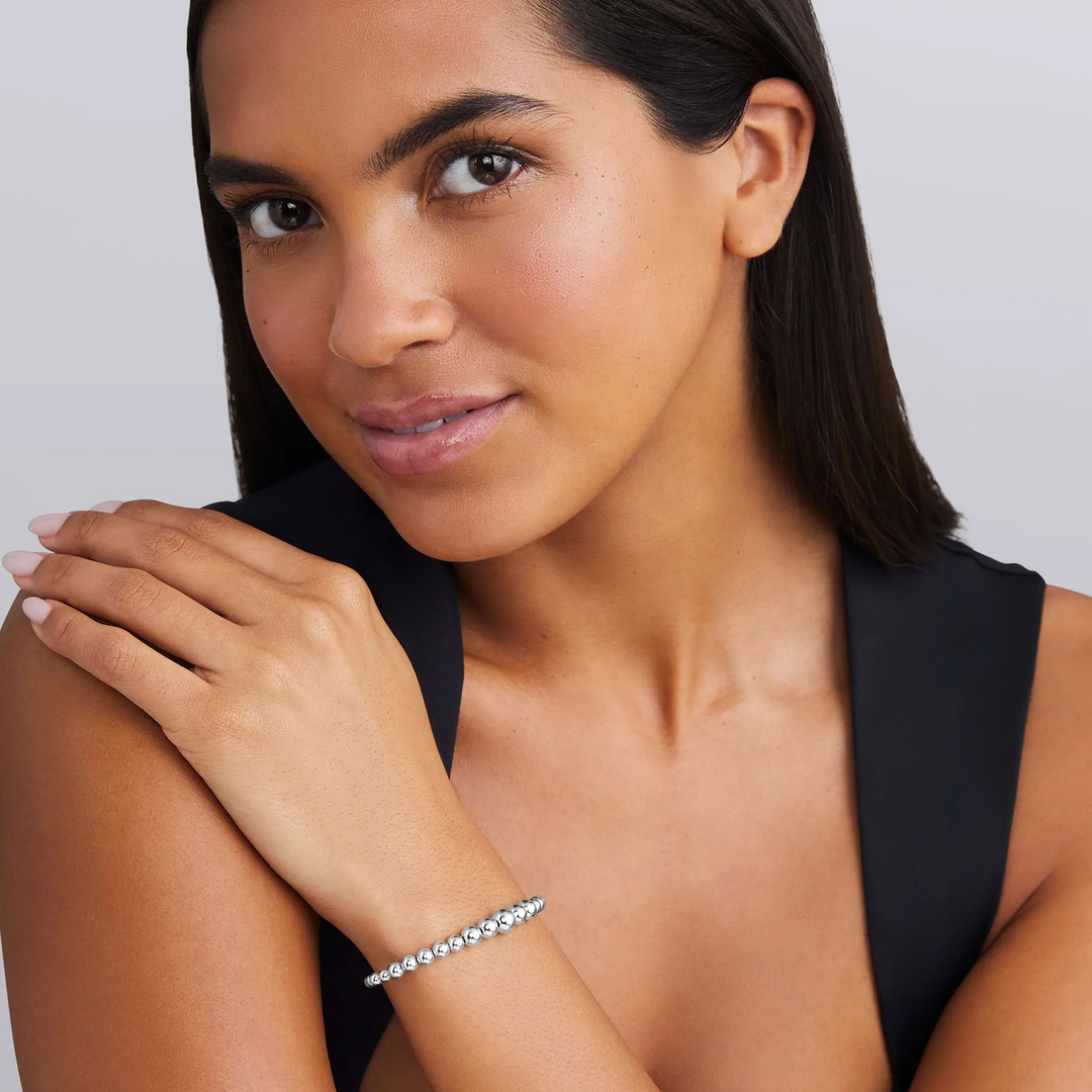 Silver Beaded Cuff Bracelet