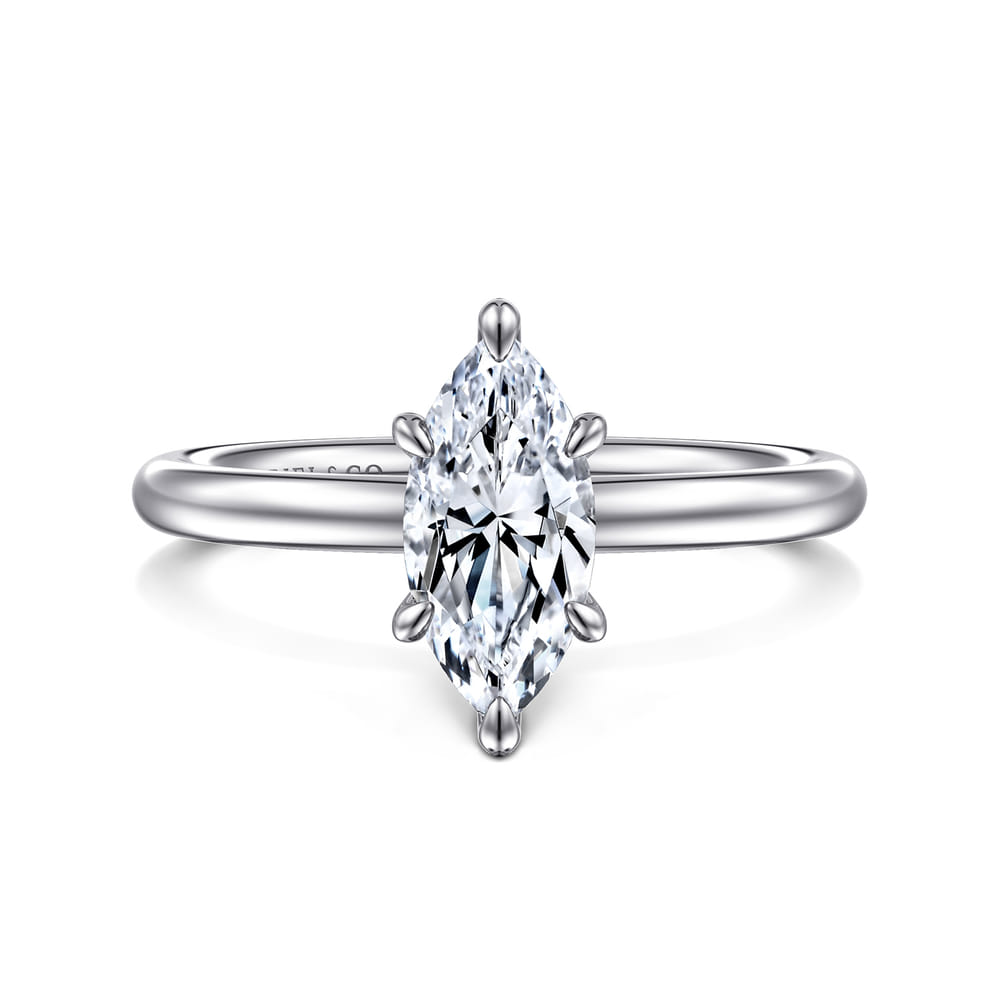 14K White Gold Marquise Solitaire Engagement Ring