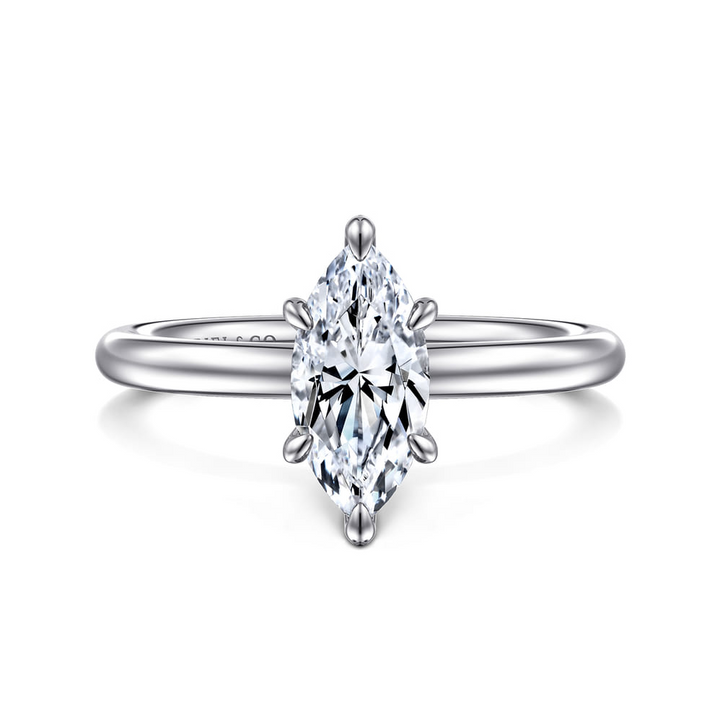 14K White Gold Marquise Solitaire Engagement Ring
