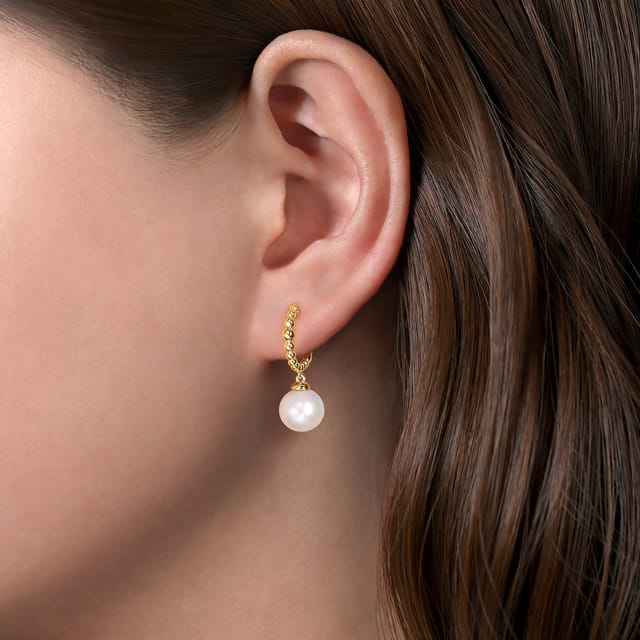 Pearl Drop Huggie Earrings