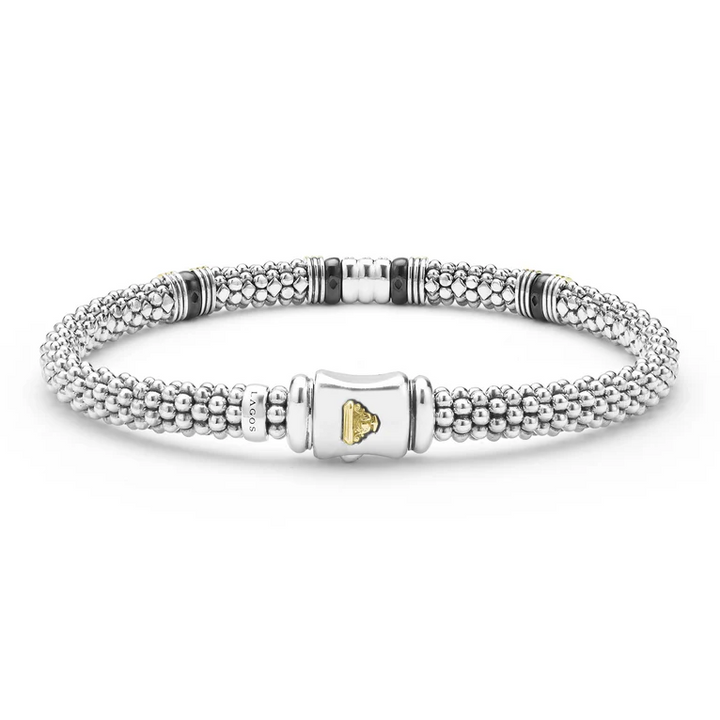 Two-Tone Black Ceramic Station Diamond Bracelet