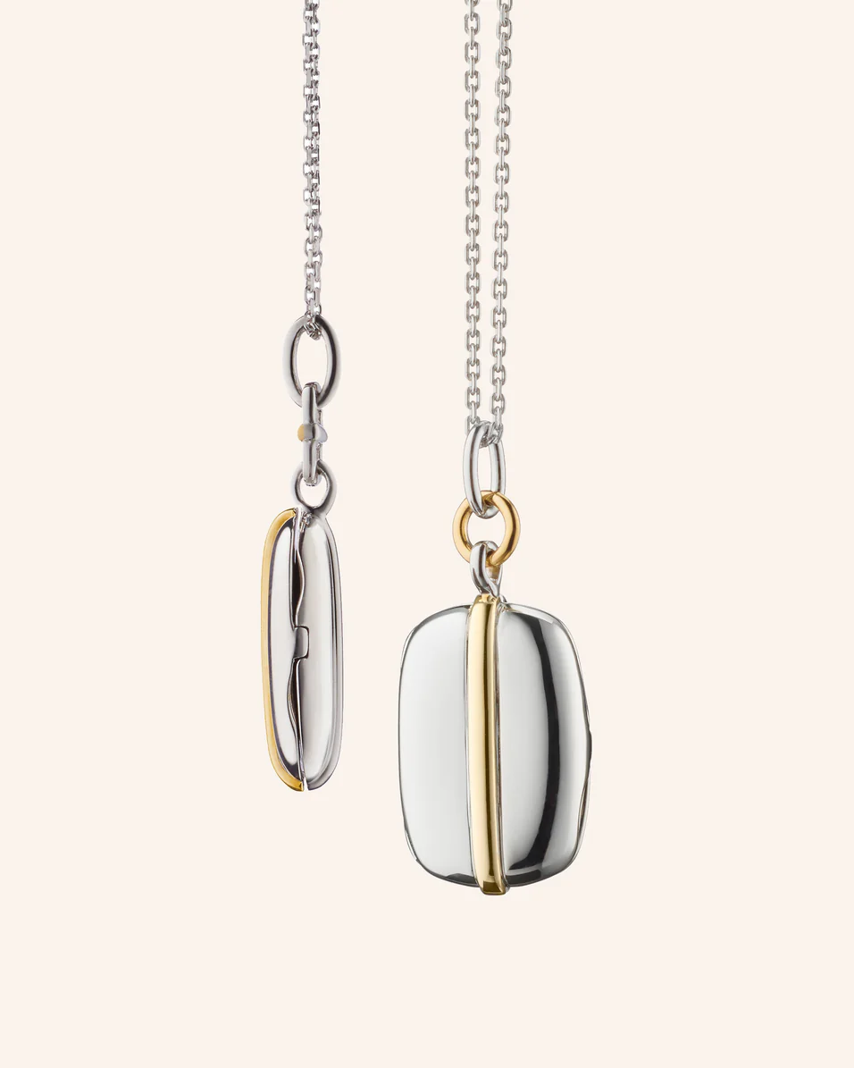 Slim "Brie" Two-Tone Locket Necklace