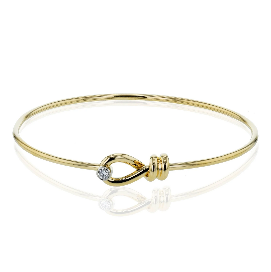 18K Two-Tone Gold Diamond Buckle Bangle