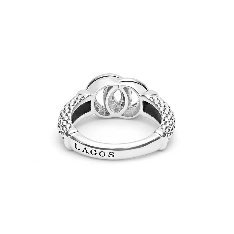 Medium Silver Interlocking Diamond Ring