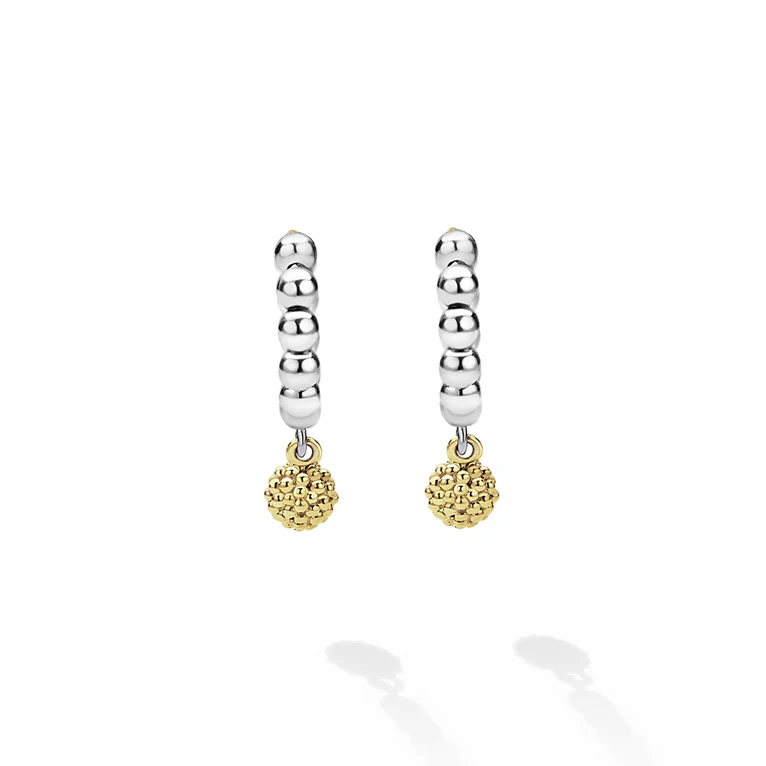 Two-Tone Caviar Beaded Huggie Earrings