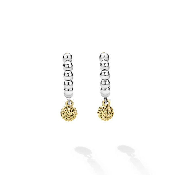 Two-Tone Caviar Beaded Huggie Earrings