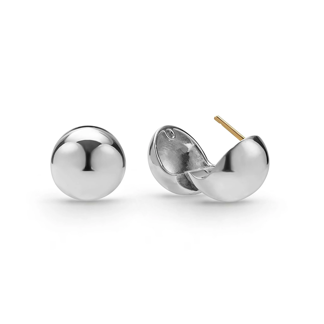 Silver Round Huggie Earrings