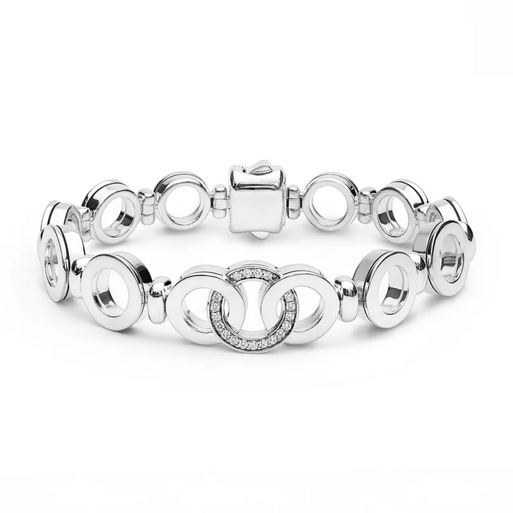 Silver Interlocking Diamond Link Bracelet