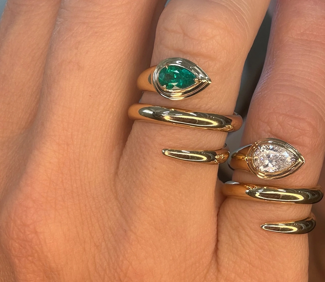 Pear Layered Wrap Ring