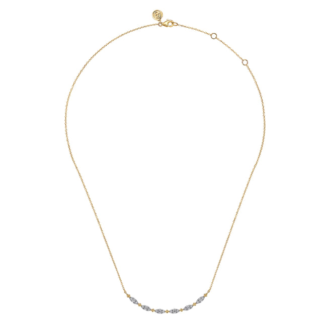 14K Yellow Gold Curved Diamond Bar Necklace