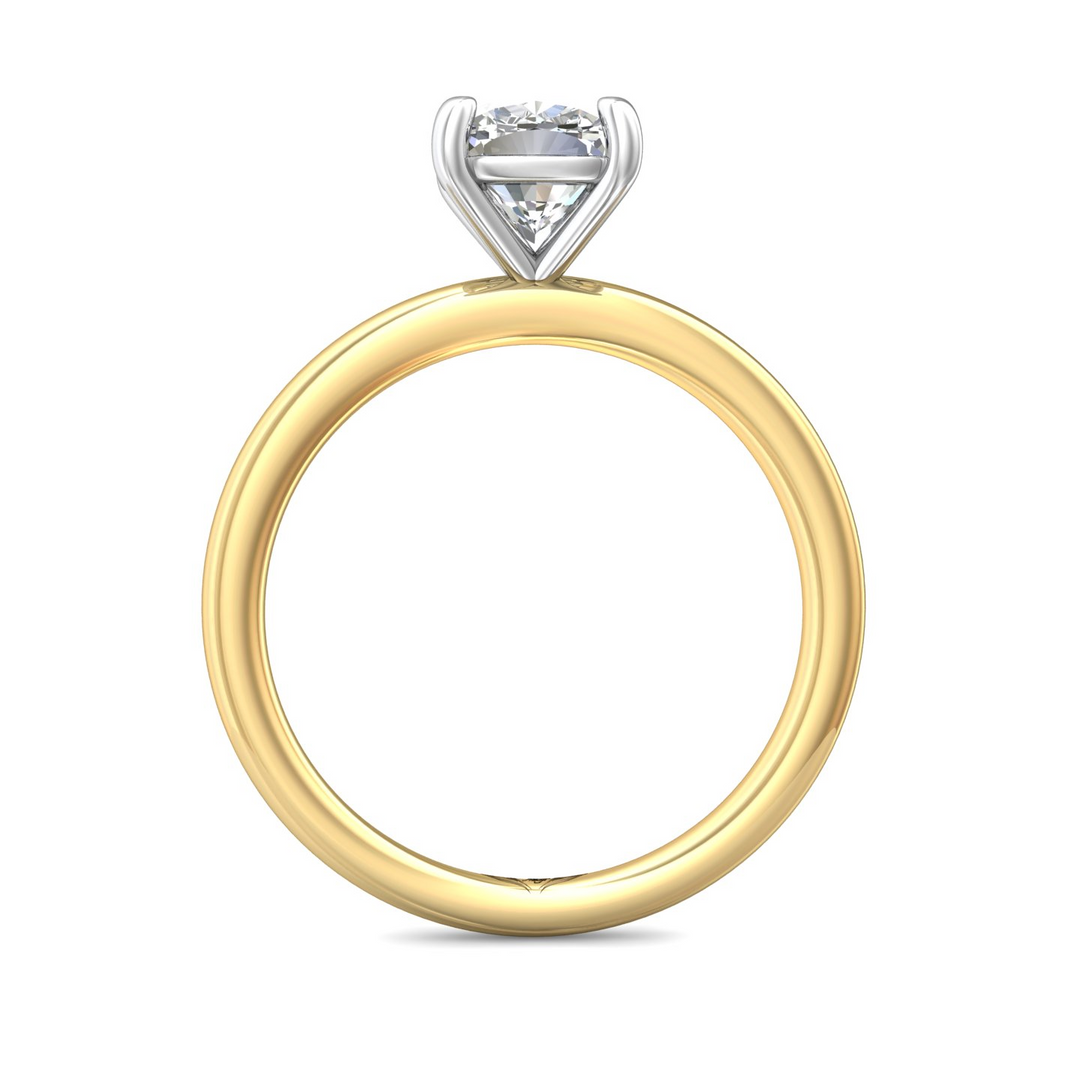 Two-Tone Cushion Cut Solitaire Engagement Ring