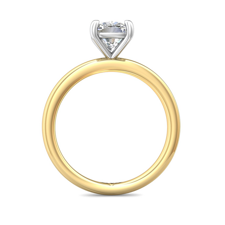Two-Tone Cushion Cut Solitaire Engagement Ring