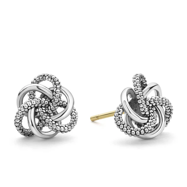 Small Silver Love Knot Stud Earrings