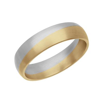 Tilted To The Right, Yellow Gold & Platinum Men's Wedding Band is displayed on a white background. The ring features a two-tone split design.