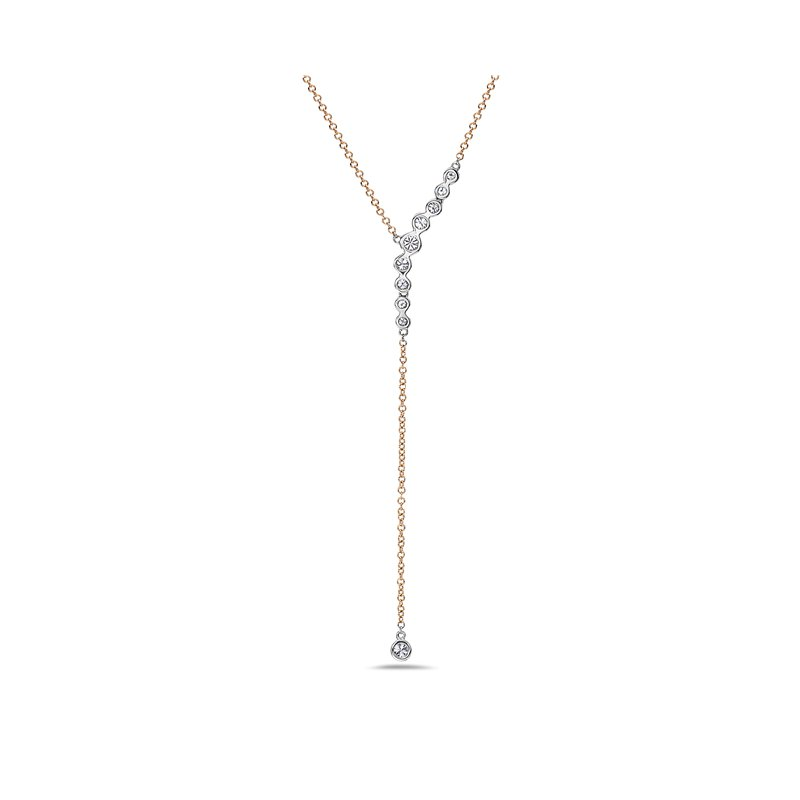14K Yellow & White Gold Diamond Lariat Necklace