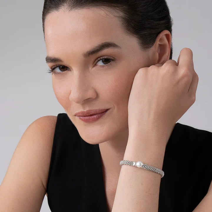 Sterling Silver X Pearl Caviar Bracelet