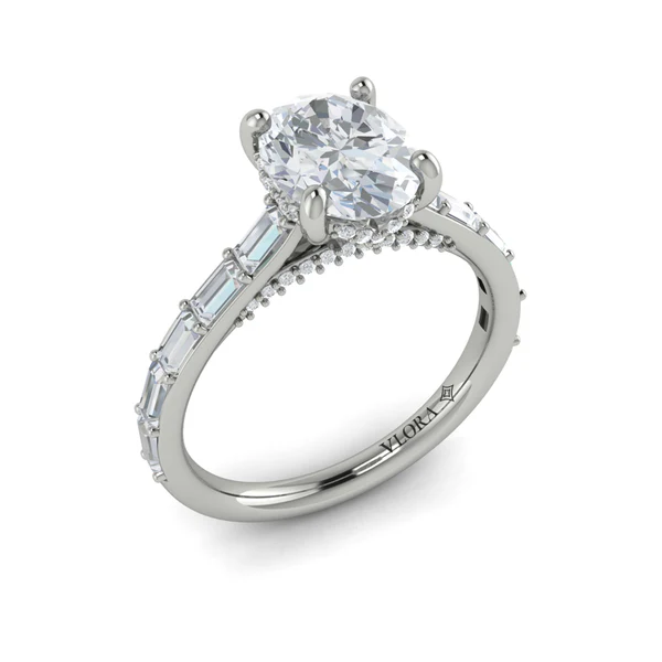 Oval Hidden Halo Engagement Ring