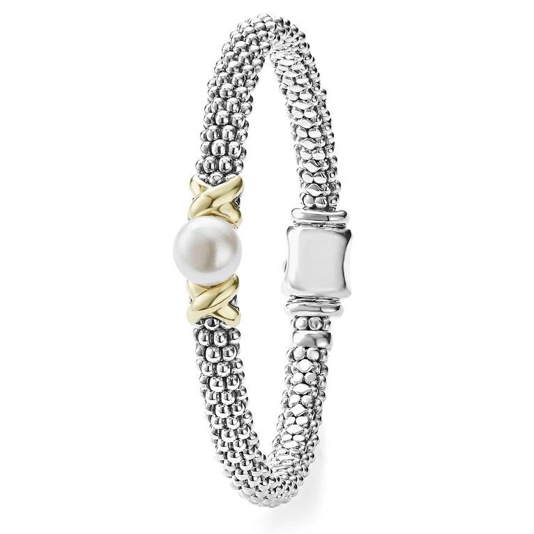 Two-Tone X Pearl Caviar Bracelet